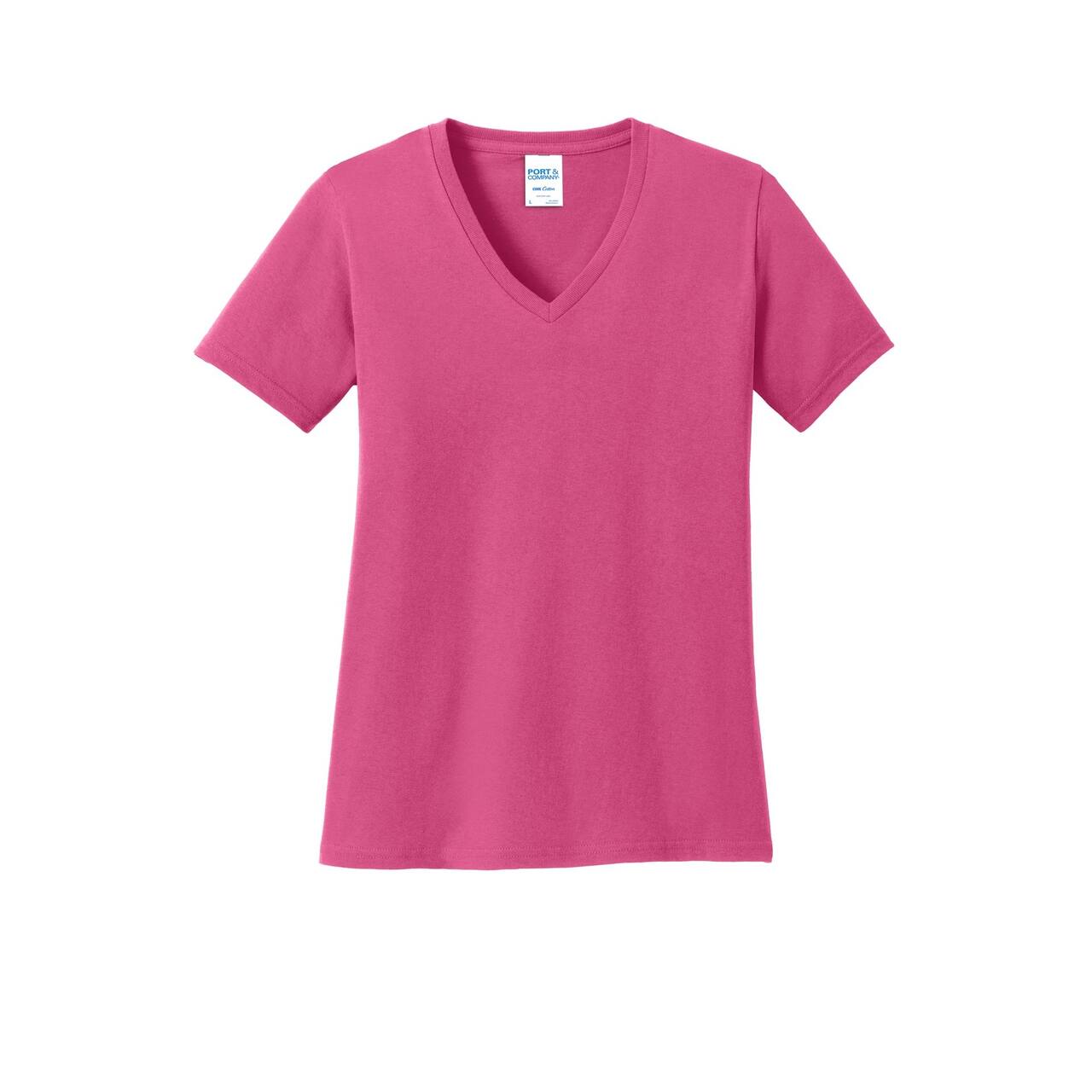 Port & Company® Brights Core Cotton V-Neck Ladies T-Shirt